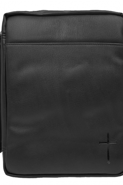 Bible Cover Imitation Leather Cross Black L