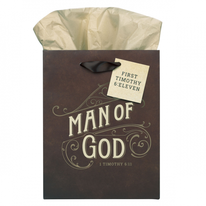 Gift Bag - Man of God Brown Medium - 1 Timothy 6:1